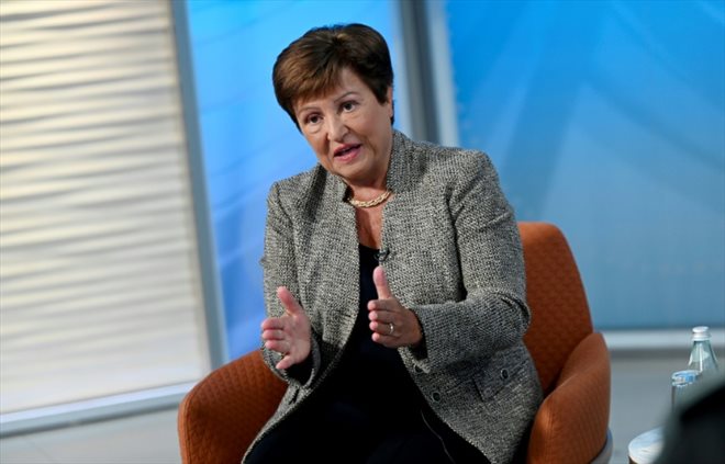 La directrice générale du Fonds monétaire international (FMI), Kristalina Georgieva, lors d'une interview avec l'AFP, le 10 janvier 2024 à Washington