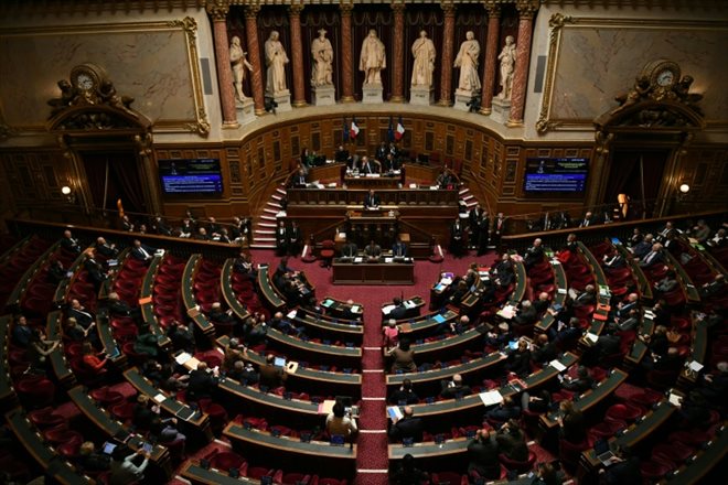 Vue générale du Sénat, le 2 mars 2023 à Paris
